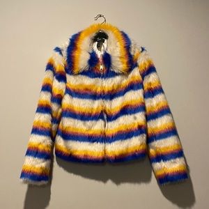 Forever 21 Stripped Furry Jacket